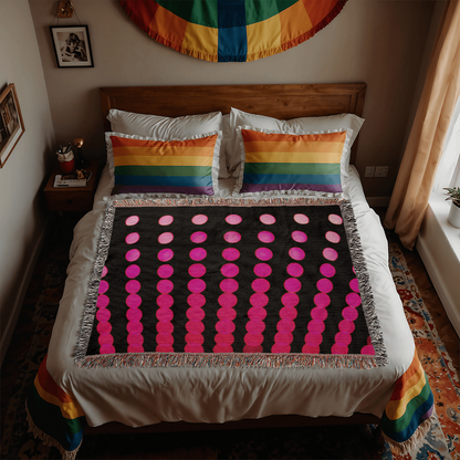 Custom Designer Pink Dot Links Heirloom Artwork Woven Blanket