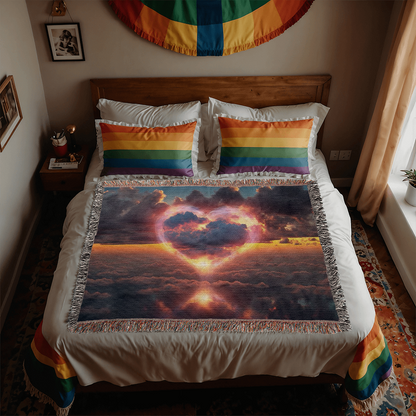 Cotton Candy Cloud Sunset Design Heirloom Artwork Woven Blanket