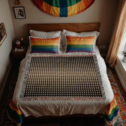 Custom Designer Gold Dot Heirloom Artwork Woven Blanket