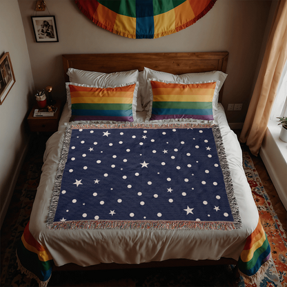 Custom Designer Dark Starry Night Heirloom Artwork Woven Blanket