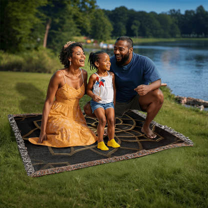 Custom Designer Flower Inlay Pattern Heirloom Artwork Woven Blanket