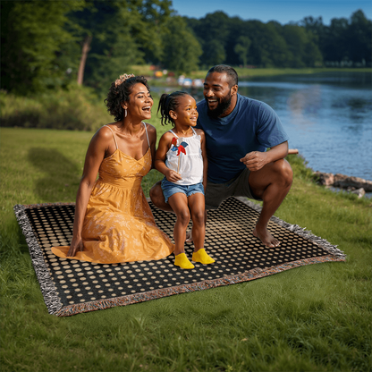 Custom Designer Gold Dot Heirloom Artwork Woven Blanket