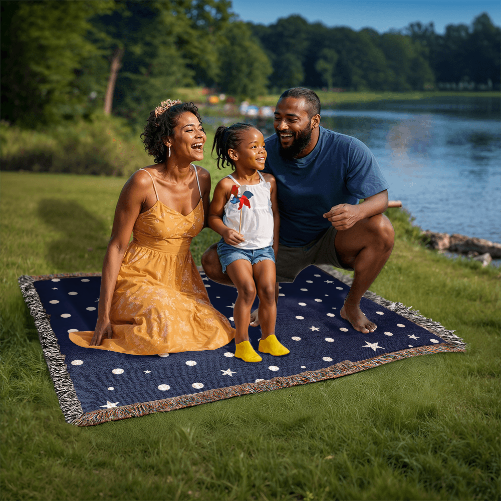 Custom Designer Dark Starry Night Heirloom Artwork Woven Blanket