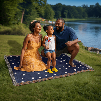 Custom Designer Dark Starry Night Heirloom Artwork Woven Blanket