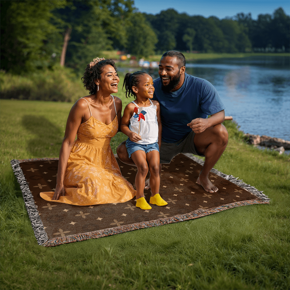 Custom Brown Temple Designer Heirloom Artwork Woven Blanket