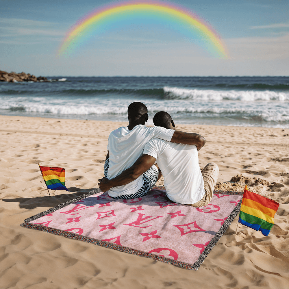 PINK CUSTOM TEMPLE CUSTOM DESIGNER HEIRLOOM ARTWORK WOVEN BLANKET