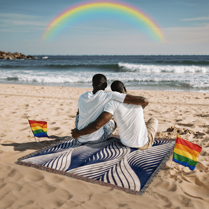 POPULAR DESIGN-Custom Designer Blue Leaf Heirloom Artwork Woven Blanket