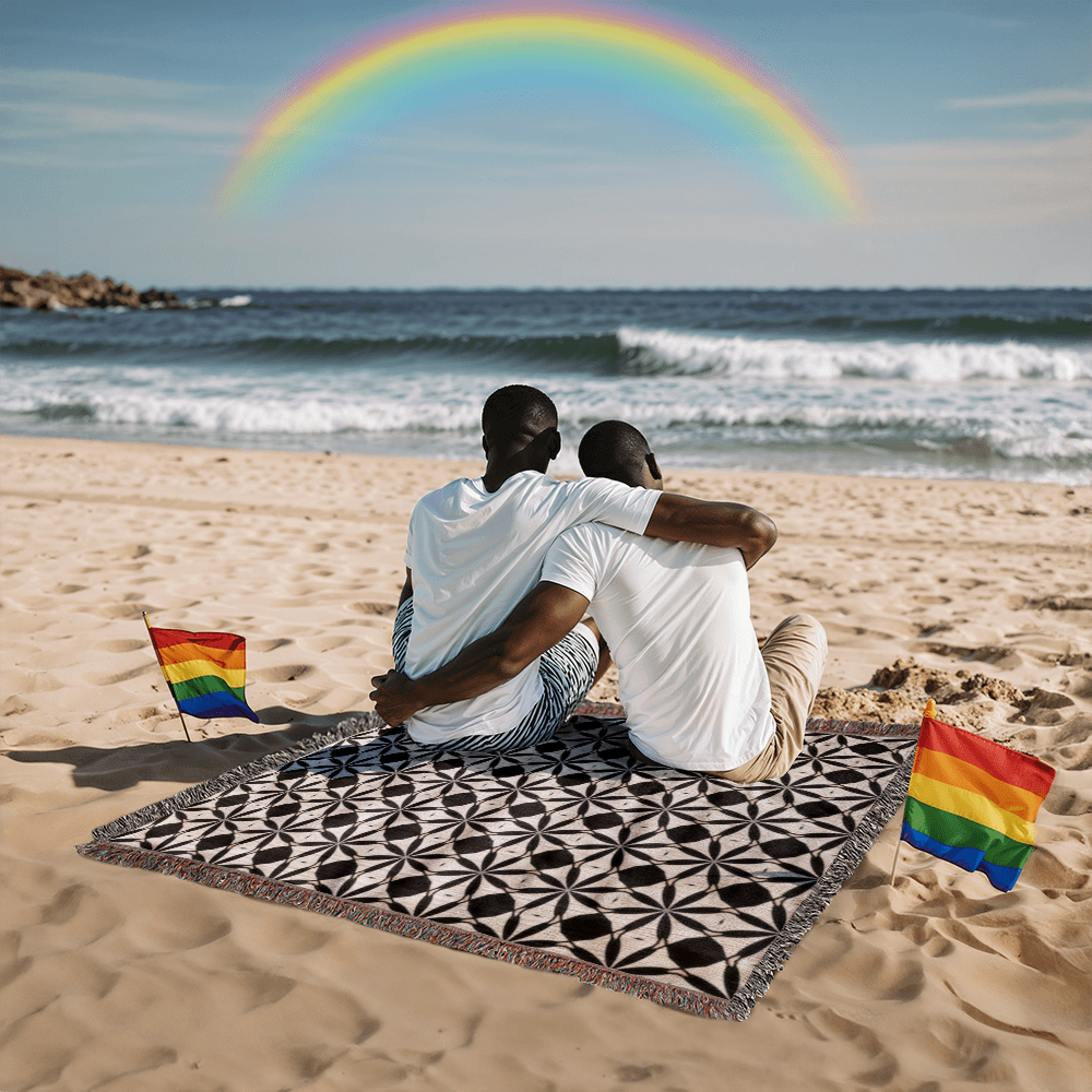 Black & White Custom Geometric Artwork Designer Heirloom Woven Blanket