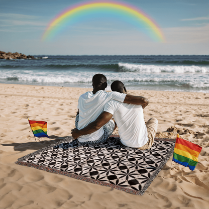 Black & White Custom Geometric Artwork Designer Heirloom Woven Blanket