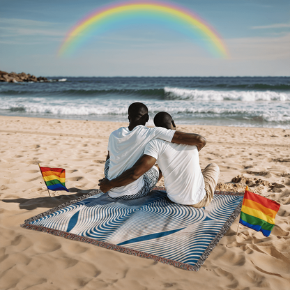 Custom Designer Blue Hypnotic Heirloom Artwork Woven Blanket