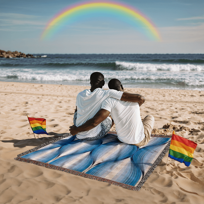 POPULAR DESIGN- Custom Designer Blue Bulb Bloom Heirloom Artwork Woven Blanket