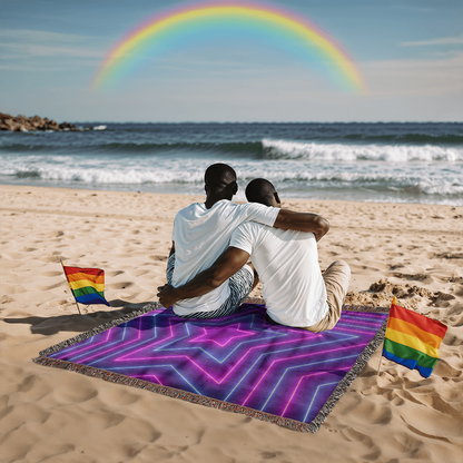 Custom Design Star Purple Echo Heirloom Artwork Woven Blanket