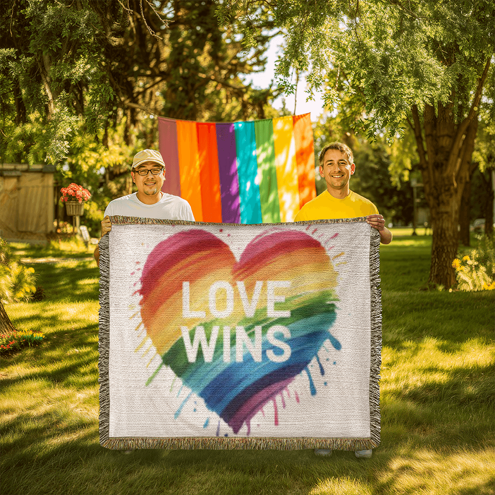 Love Wins Rainbow Heirloom Woven Blanket