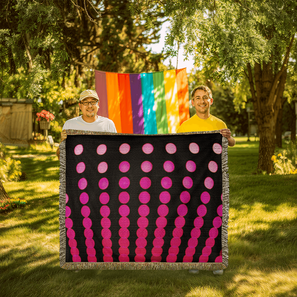 Custom Designer Pink Dot Links Heirloom Artwork Woven Blanket