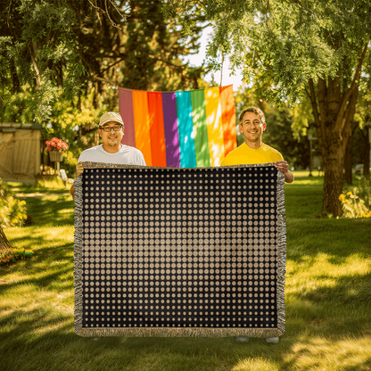 Custom Designer Gold Dot Heirloom Artwork Woven Blanket