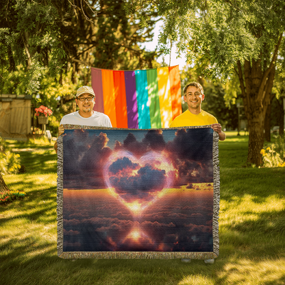 Cotton Candy Cloud Sunset Design Heirloom Artwork Woven Blanket