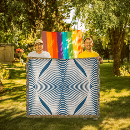 Custom Designer Blue Hypnotic Heirloom Artwork Woven Blanket