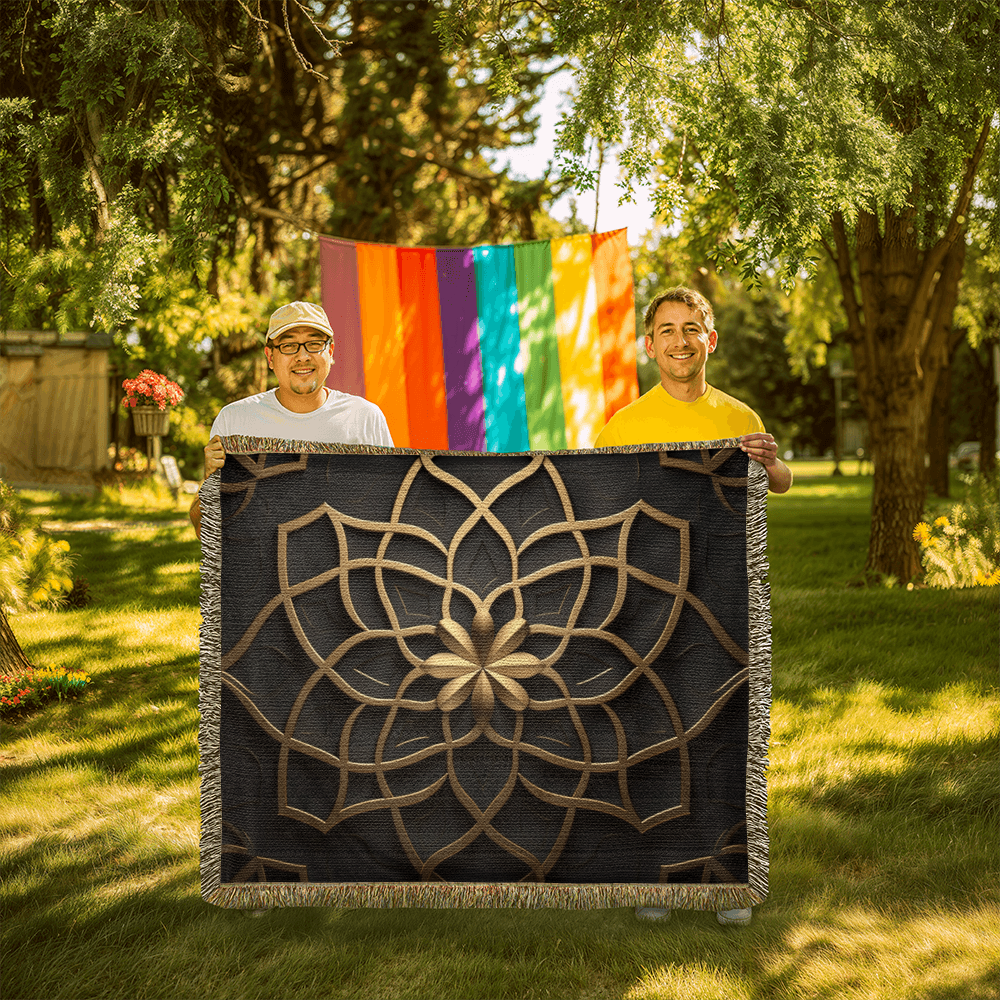 Custom Designer Flower Inlay Pattern Heirloom Artwork Woven Blanket