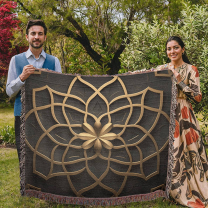 Custom Designer Flower Inlay Pattern Heirloom Artwork Woven Blanket