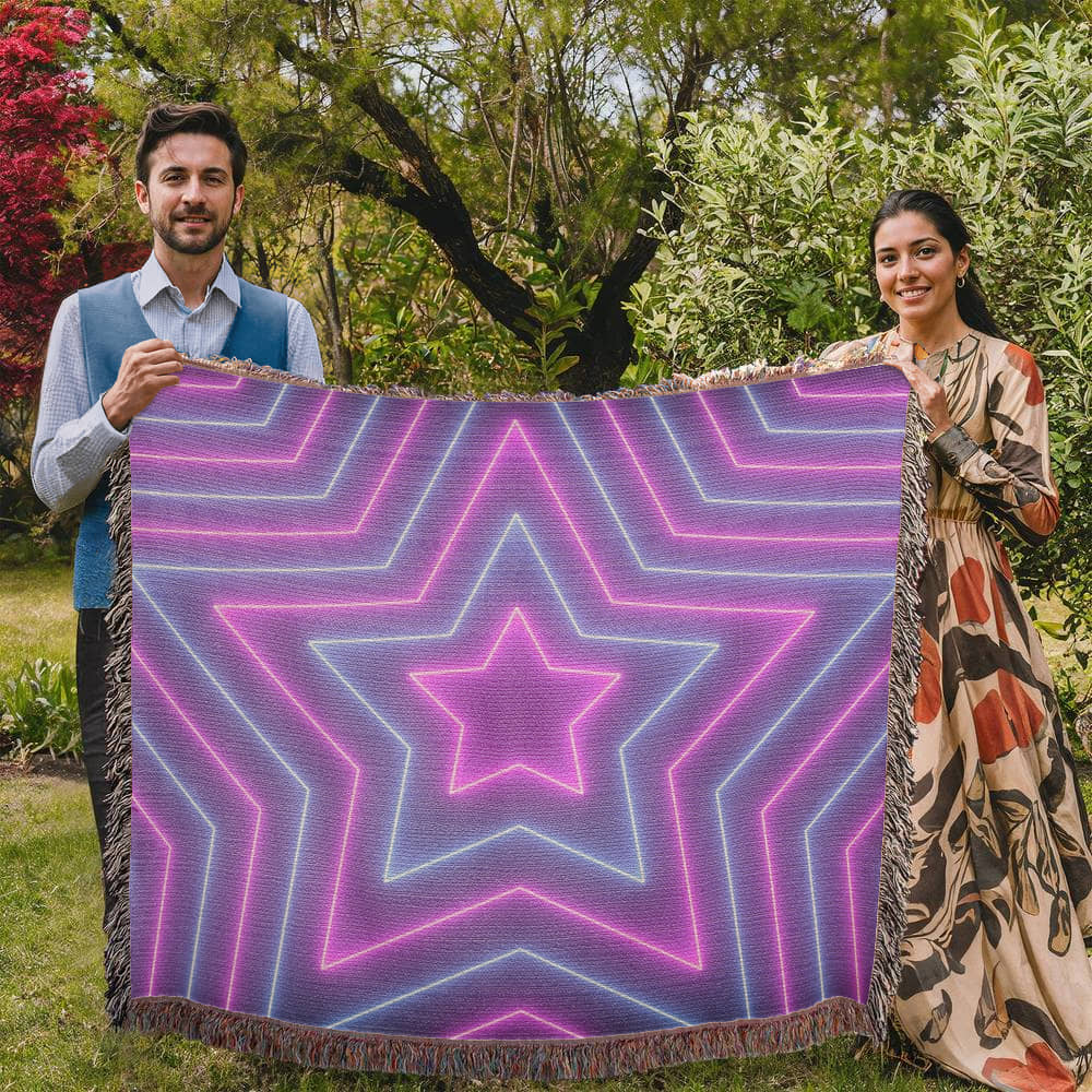 Custom Design Star Purple Echo Heirloom Artwork Woven Blanket