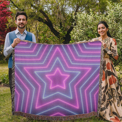 Custom Design Star Purple Echo Heirloom Artwork Woven Blanket