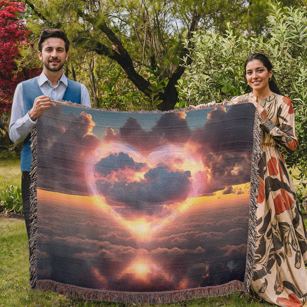 Cotton Candy Cloud Sunset Design Heirloom Artwork Woven Blanket