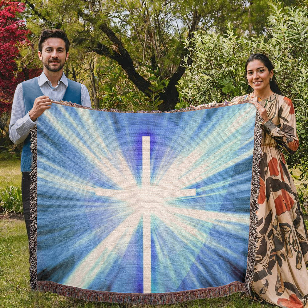 Cross Shining Threw Design Heirloom Artwork Woven Blanket