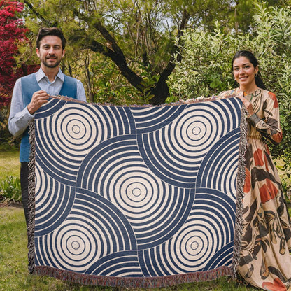 Blue Spiral Heirloom Woven Blanket