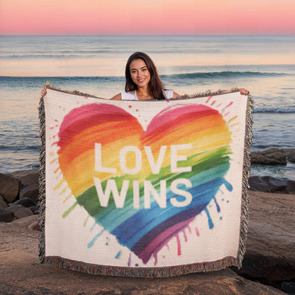 Love Wins Rainbow Heirloom Woven Blanket