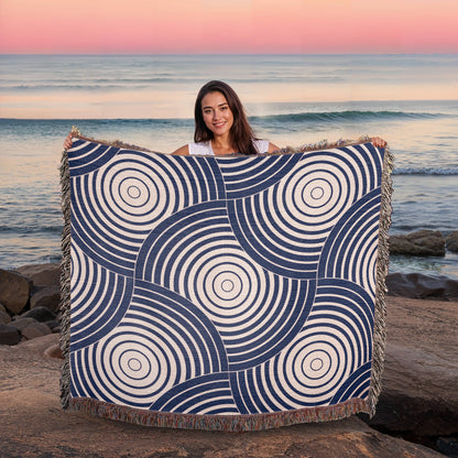 Blue Spiral Heirloom Woven Blanket