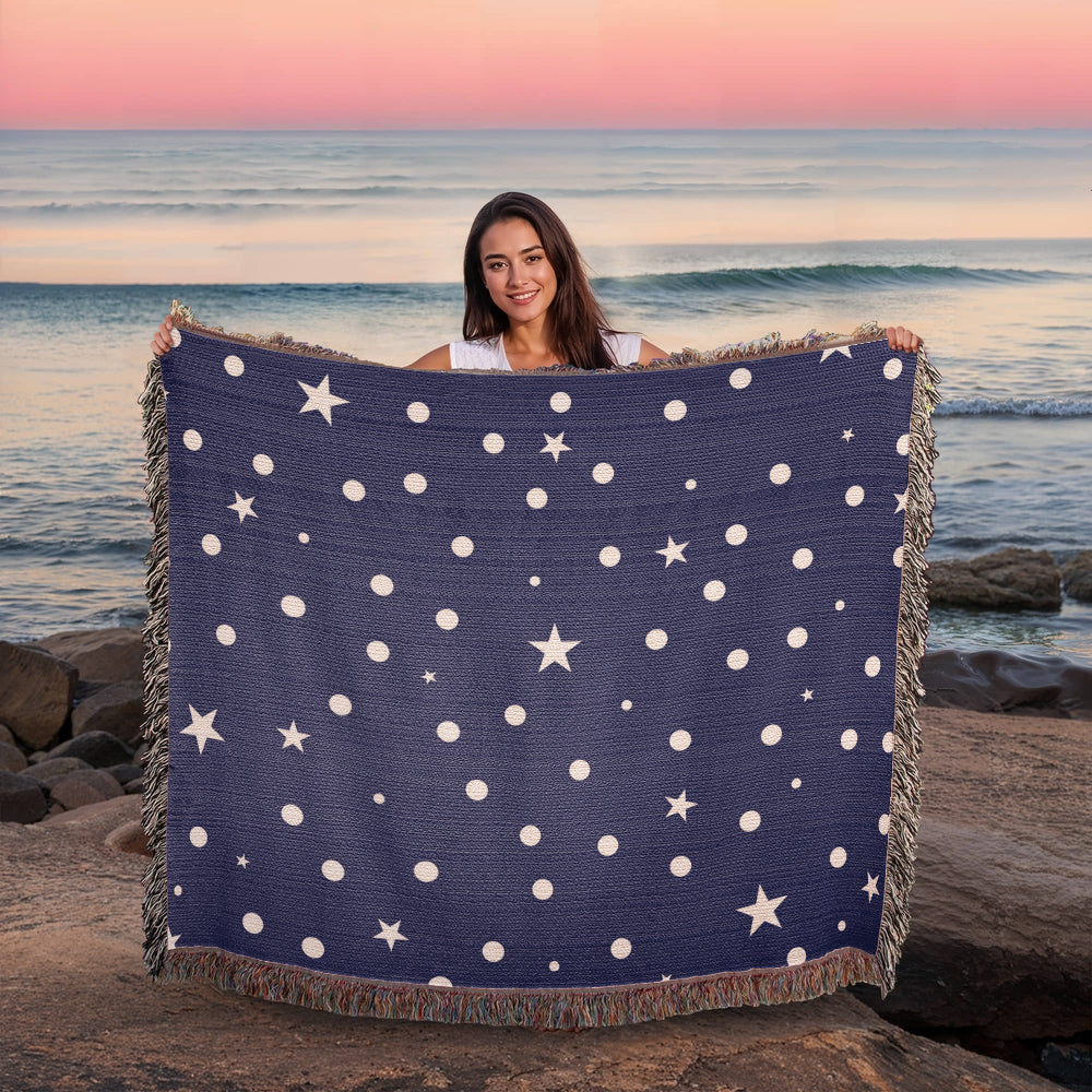 Custom Designer Dark Starry Night Heirloom Artwork Woven Blanket