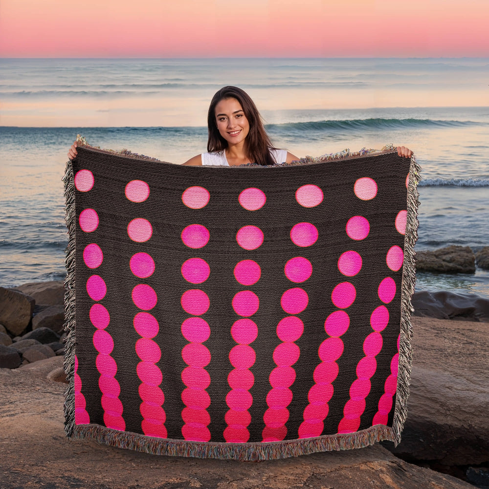 Custom Designer Pink Dot Links Heirloom Artwork Woven Blanket