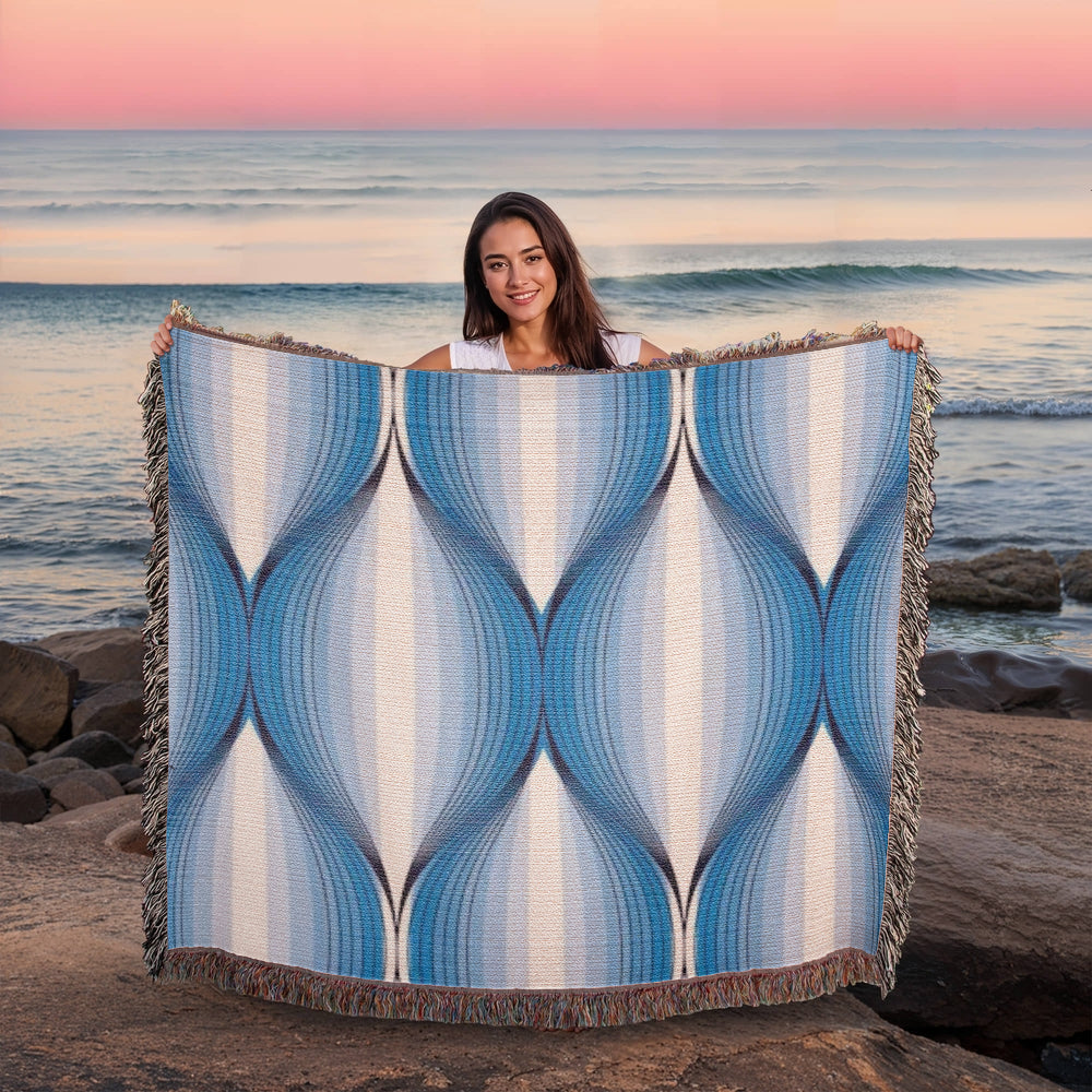 POPULAR DESIGN- Custom Designer Blue Bulb Bloom Heirloom Artwork Woven Blanket