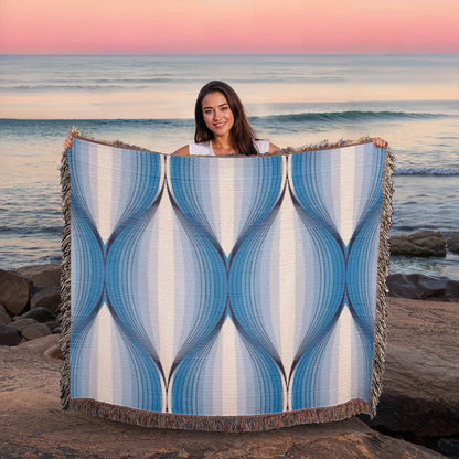 POPULAR DESIGN- Custom Designer Blue Bulb Bloom Heirloom Artwork Woven Blanket