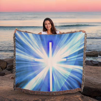 Cross Shining Threw Design Heirloom Artwork Woven Blanket