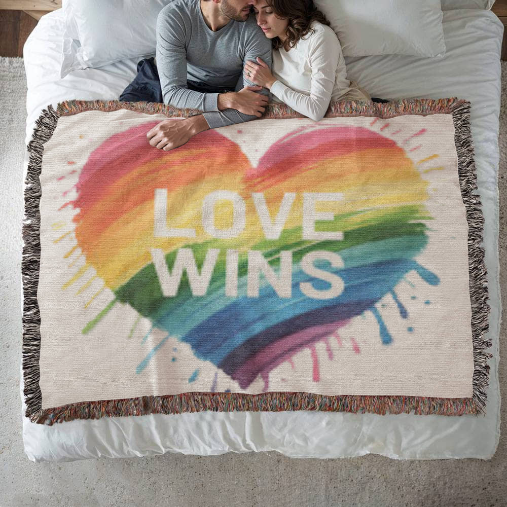 Love Wins Rainbow Heirloom Woven Blanket
