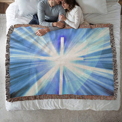 Cross Shining Threw Design Heirloom Artwork Woven Blanket