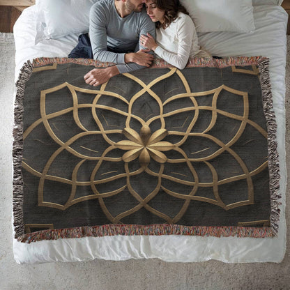Custom Designer Flower Inlay Pattern Heirloom Artwork Woven Blanket