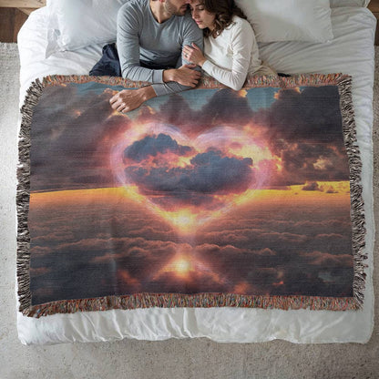 Cotton Candy Cloud Sunset Design Heirloom Artwork Woven Blanket