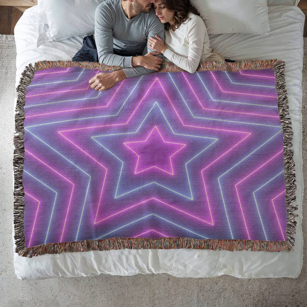 Custom Design Star Purple Echo Heirloom Artwork Woven Blanket
