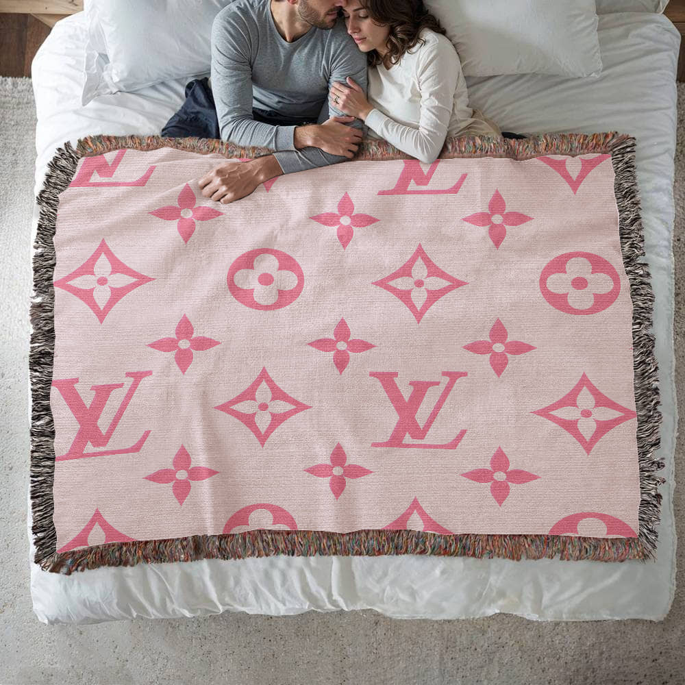 PINK CUSTOM TEMPLE CUSTOM DESIGNER HEIRLOOM ARTWORK WOVEN BLANKET