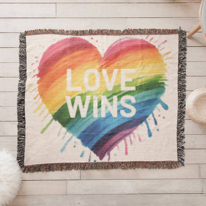 Love Wins Rainbow Heirloom Woven Blanket