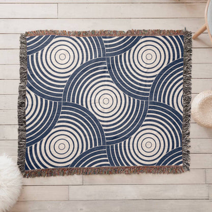 Blue Spiral Heirloom Woven Blanket