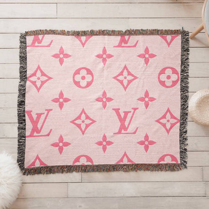 PINK CUSTOM TEMPLE CUSTOM DESIGNER HEIRLOOM ARTWORK WOVEN BLANKET