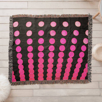 Custom Designer Pink Dot Links Heirloom Artwork Woven Blanket