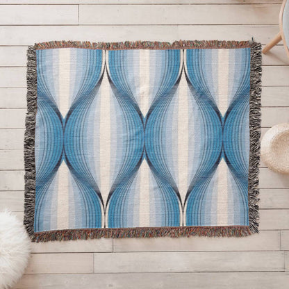 POPULAR DESIGN- Custom Designer Blue Bulb Bloom Heirloom Artwork Woven Blanket