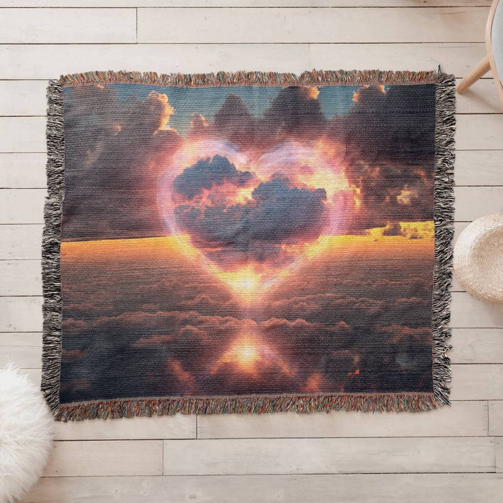 Cotton Candy Cloud Sunset Design Heirloom Artwork Woven Blanket