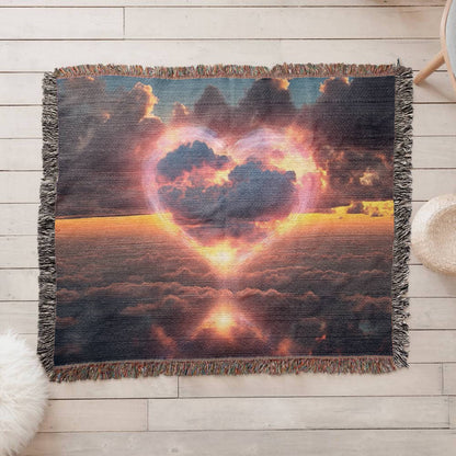 Cotton Candy Cloud Sunset Design Heirloom Artwork Woven Blanket