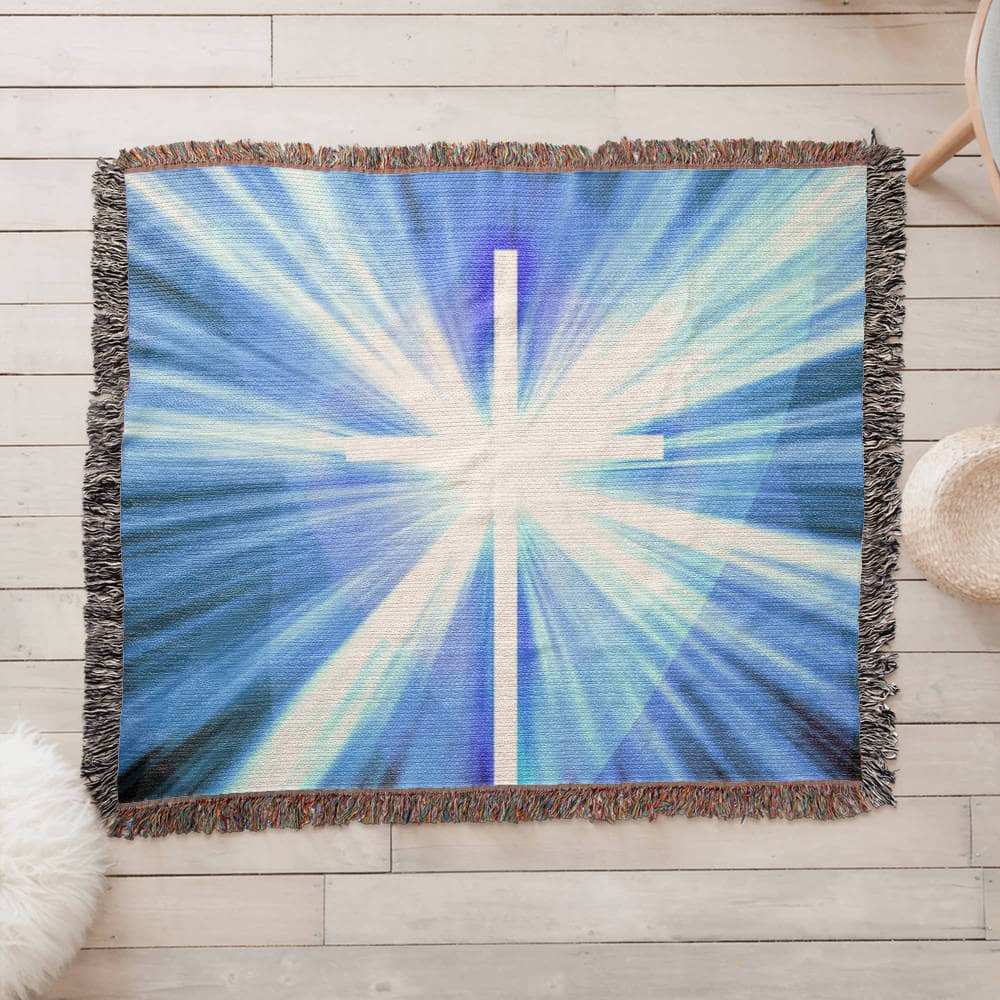 Cross Shining Threw Design Heirloom Artwork Woven Blanket