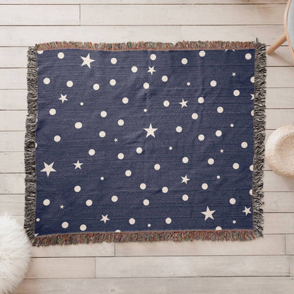 Custom Designer Dark Starry Night Heirloom Artwork Woven Blanket